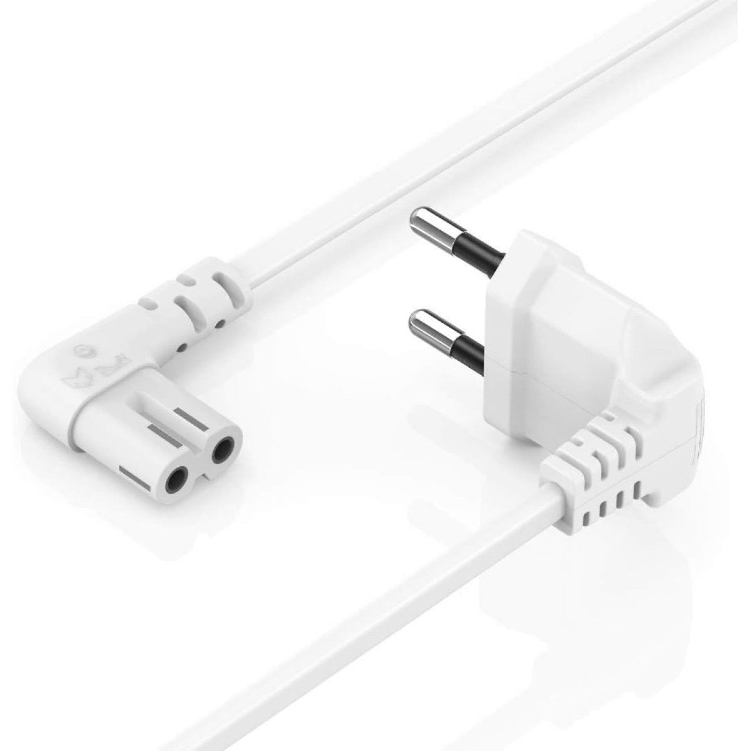 Hama 5m Euro-Stecker Netz-Kabel Strom-Kabel Weiß Netzkabel, Euro-Stecker, 2-Pol.-Kupplung (500 cm), Dopplenut Geräte-Kupplung Typ C CEE 7/16 für Konsole TV Radio etc