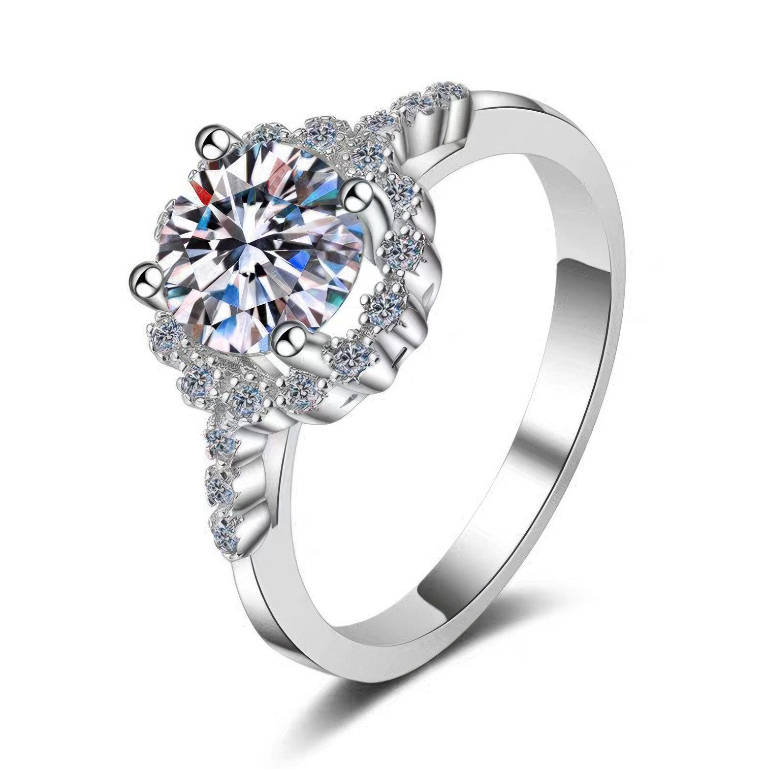 Jumpeak Diamantring ring gold damen, 1ct D Vs1 engagement ring,wedding ring,labordiamant, Brillantschliff,geschenk für schwester geburtstag,Mit IGi-Zertifikat