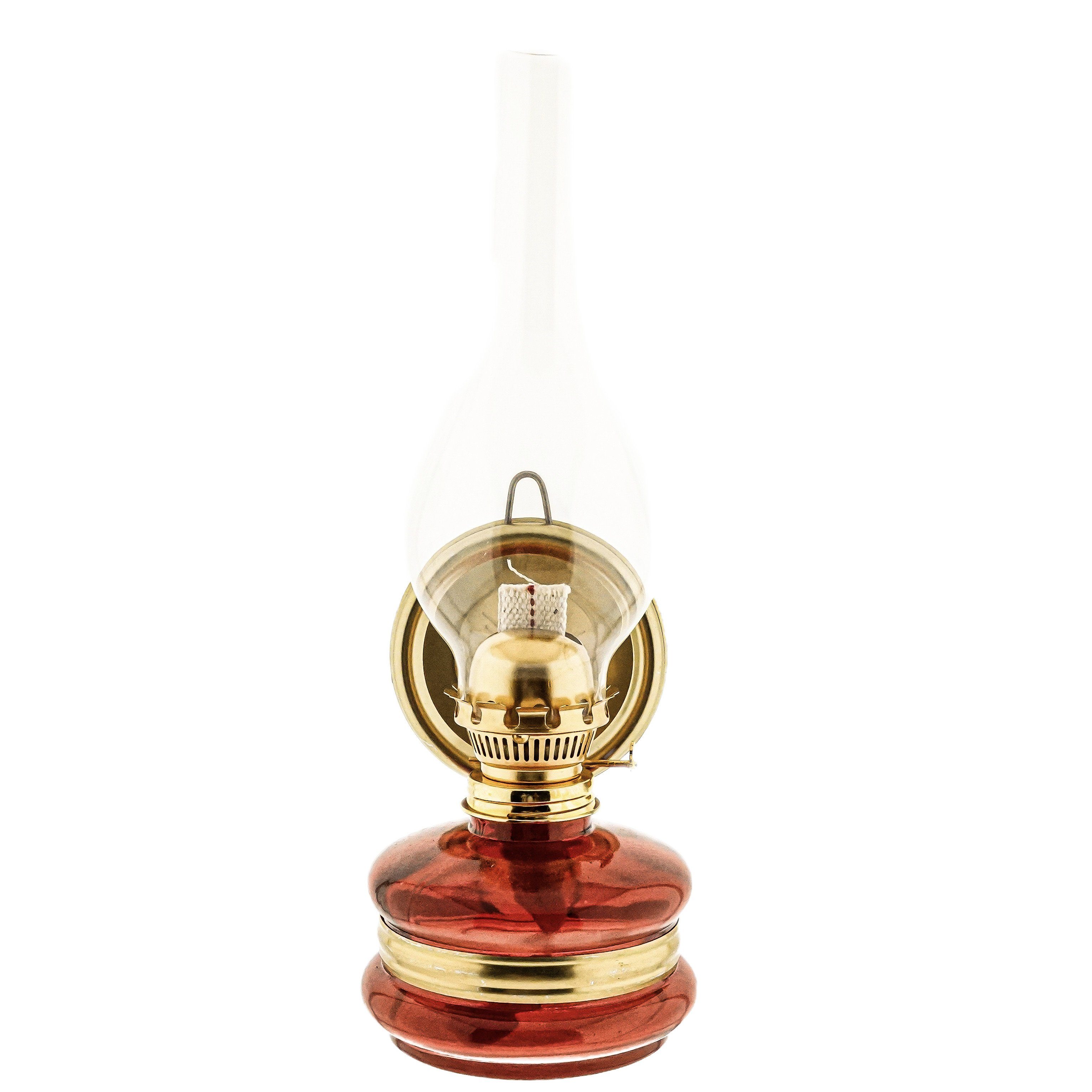 Almina Laterne Öllampe Petroleumlampe Vintage Dekolampe Glaszylinder Rot