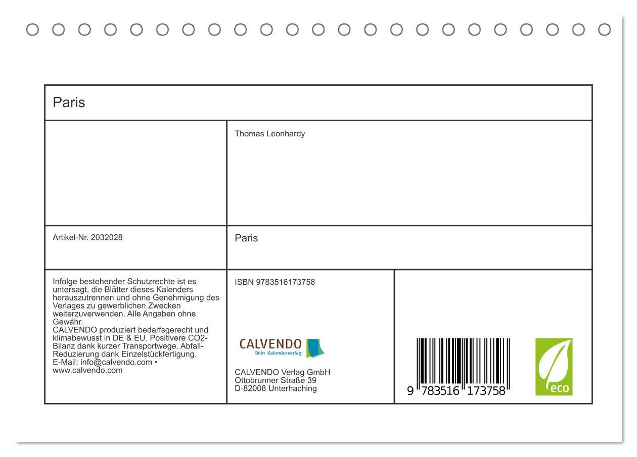 Thumbnail - CALVENDO Wandkalender Paris (Tischkalender 2026 DIN A5 quer), CALVENDO Monatskalender