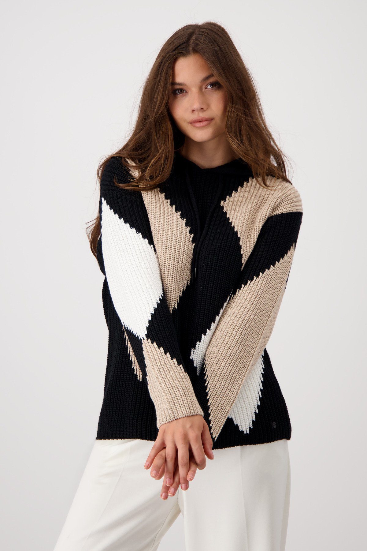 Kapuzensweatshirt Kapuzenpullover mit Rauten