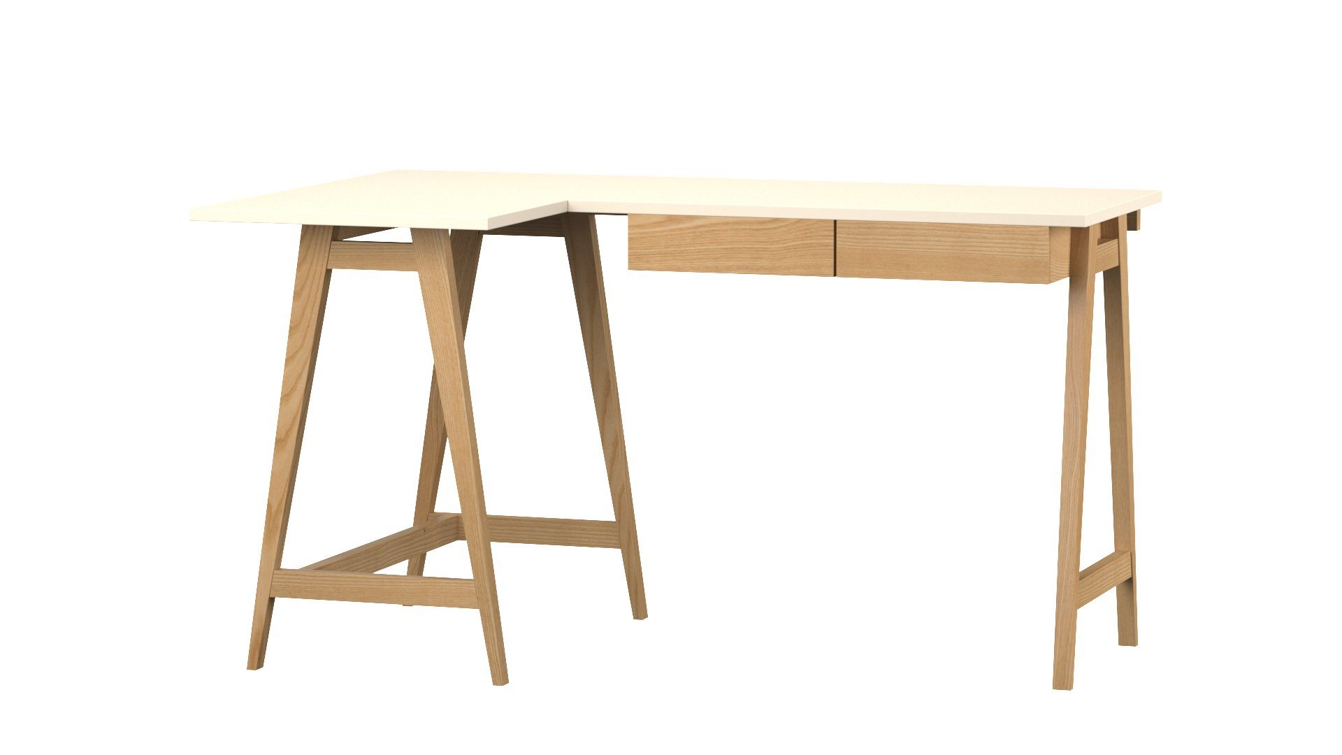 Siblo Schreibtisch Eckschreibtisch Katia mit Schubladen - Moderner Schreibtisch - minimalistisches Design - Kinderzimmer - Jugendzimmer - MDF-Platte - Eschenholz (Eckschreibtisch Katia mit Schubladen) Beige