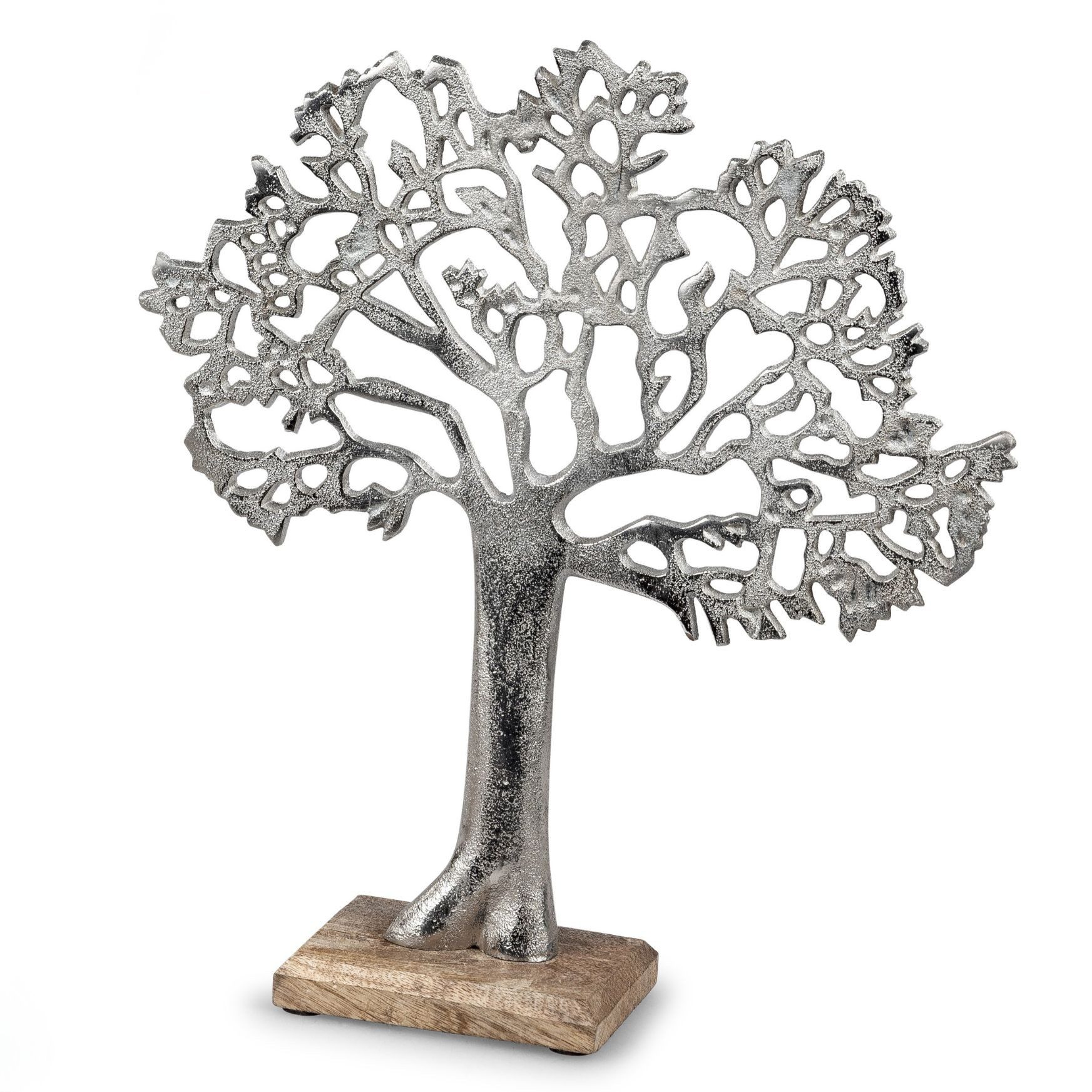 formano Skulptur Alu Mangoholz, auf Sockel, Silber, Baum, H: 34cm