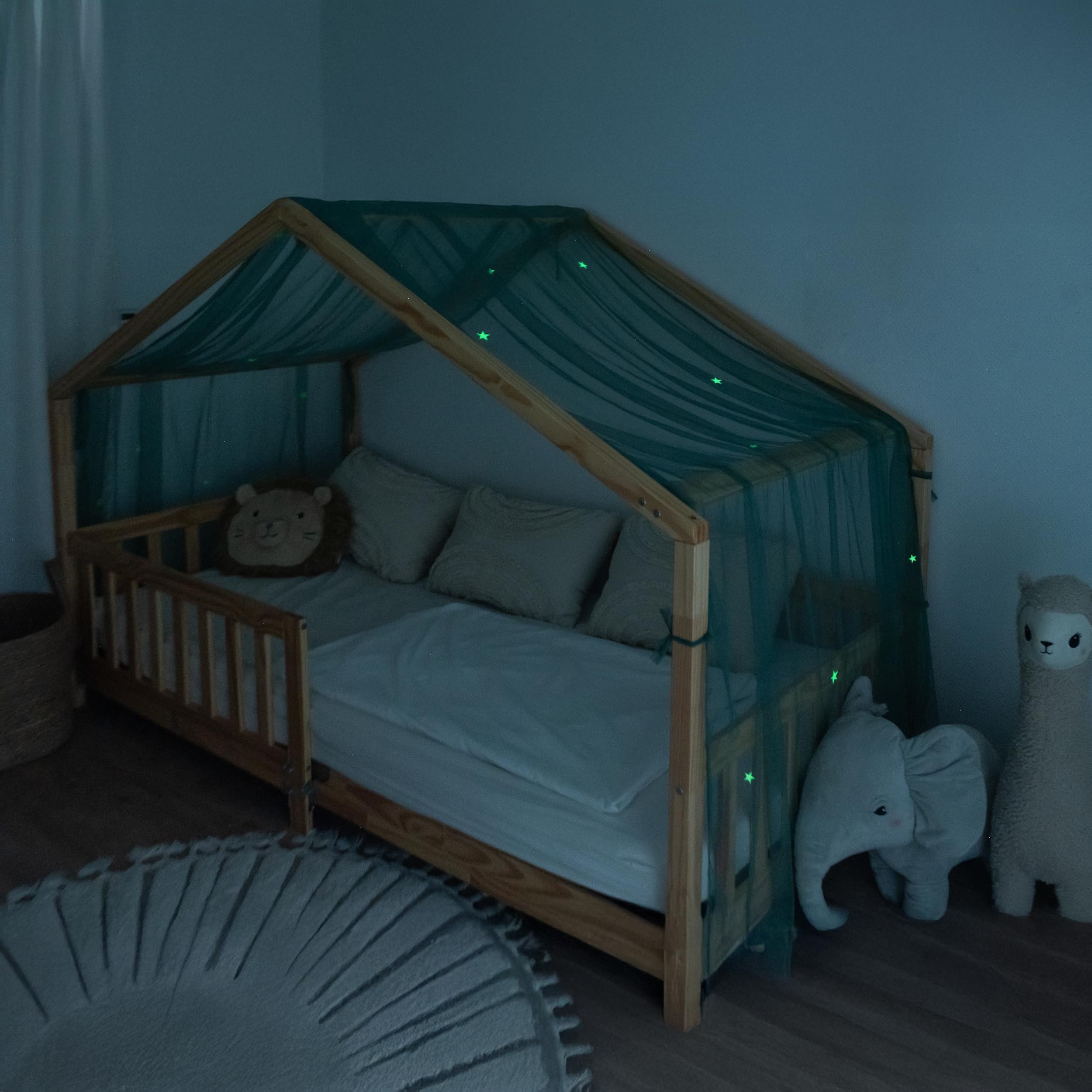 lilimaus Betthimmel Leuchtender Betthimmel mit Sternen für Kinder Hausbetten, Leuchtender Sternenhimmel für Kinder-Hausbetten, 90x200 & 120x200 cm