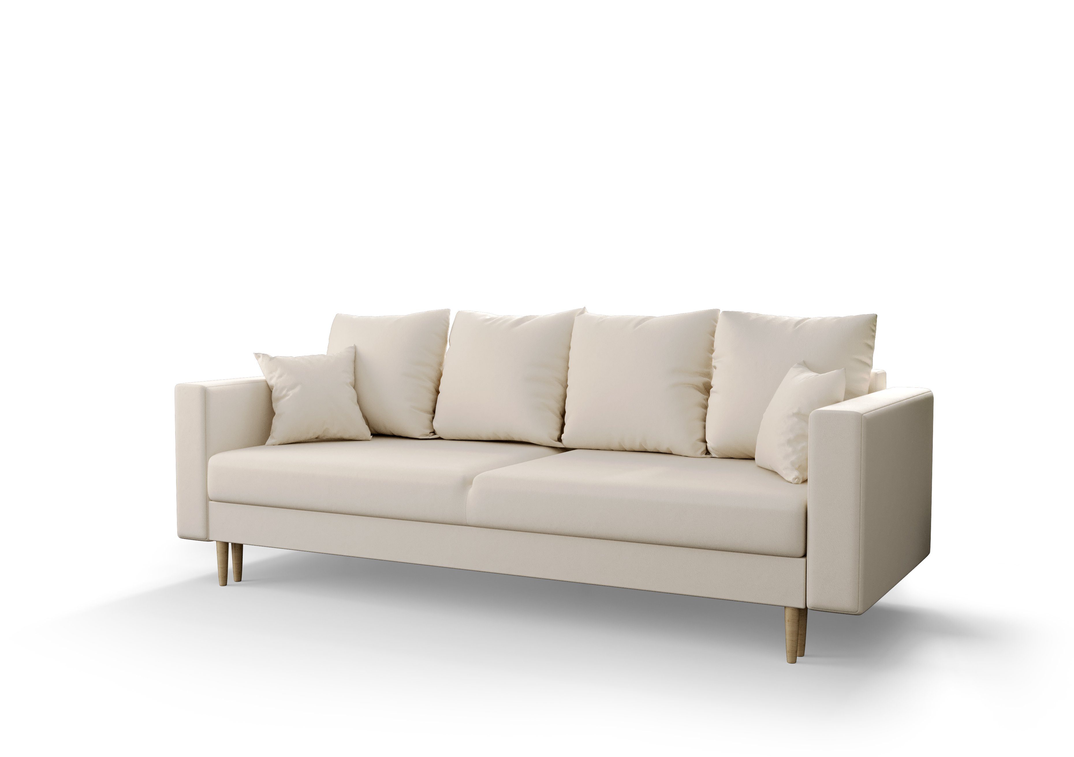 Schlafsofa, Bettkasten Schlaffunktion mit KRISTI und pressiode COUCH Weiß 230cm Sofa