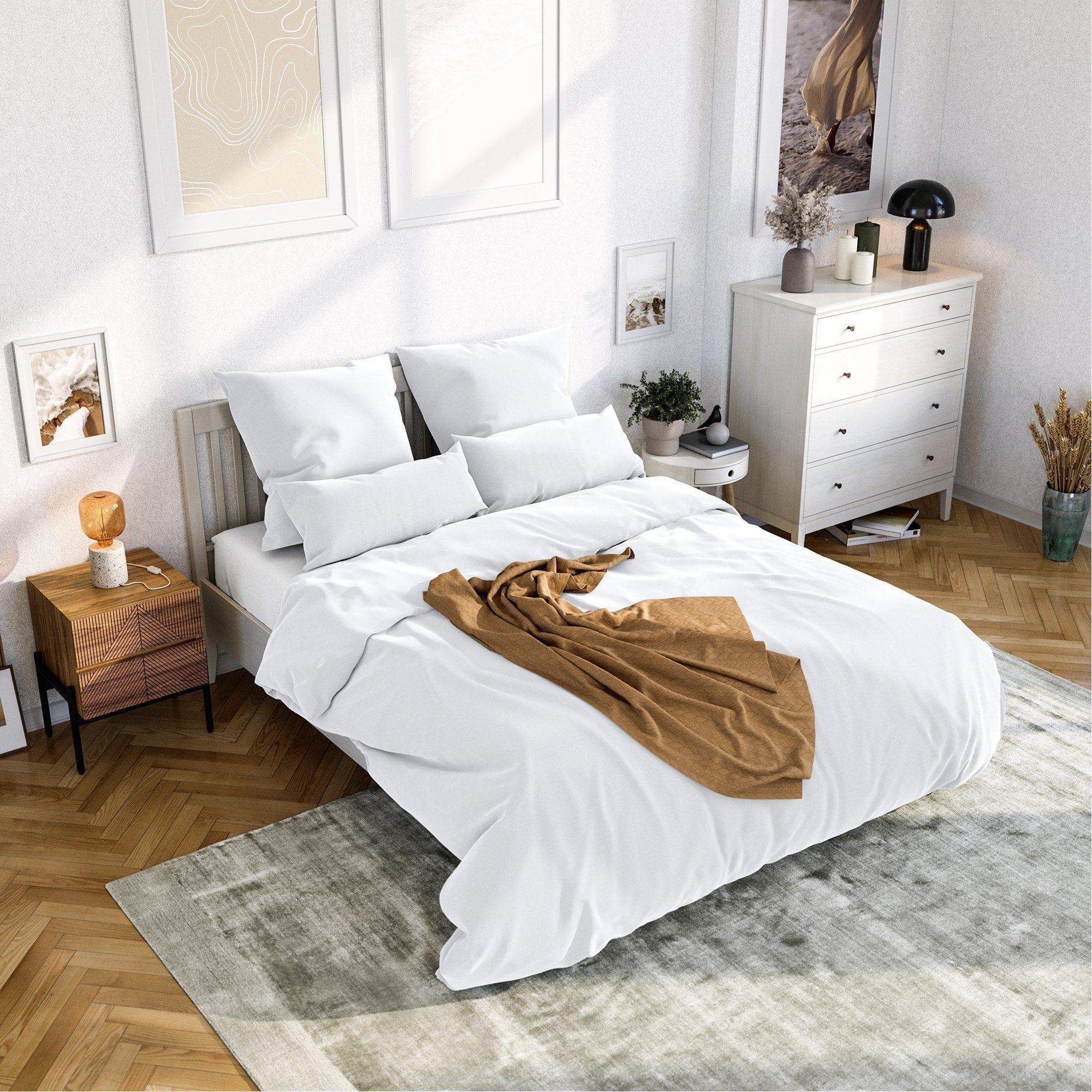 Wolkenfeld Bettwäsche Mikrofaser 4 tlg - Allergiker Bettwäsche einfarbig - unfassbar weich, Microfaser, 135x200 cm, 155x200 & 155x220 I inkl. 2x Kissenbezüge 80x80 I Uni