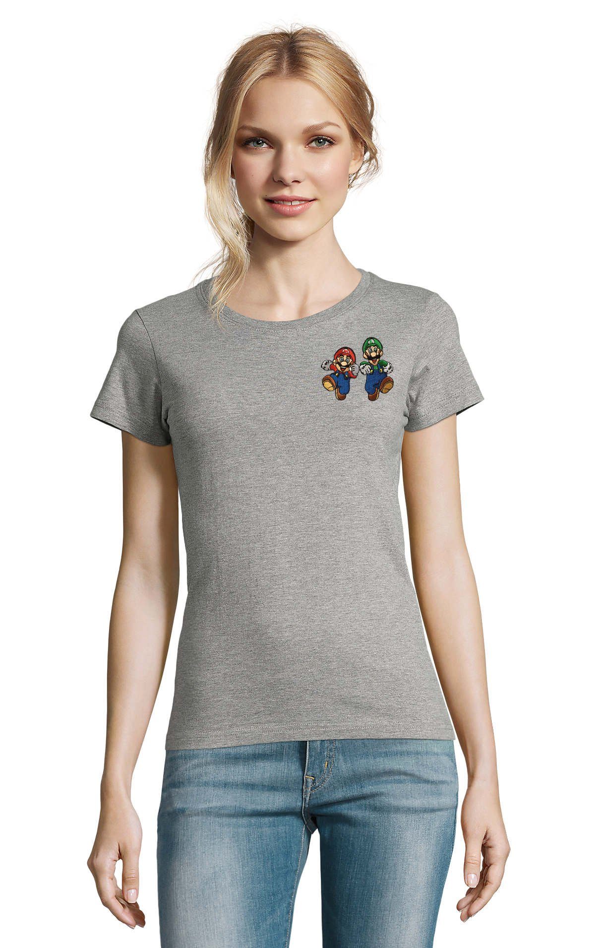 T-Shirt Damen Mario Luigi Super Retro Konsole Gaming