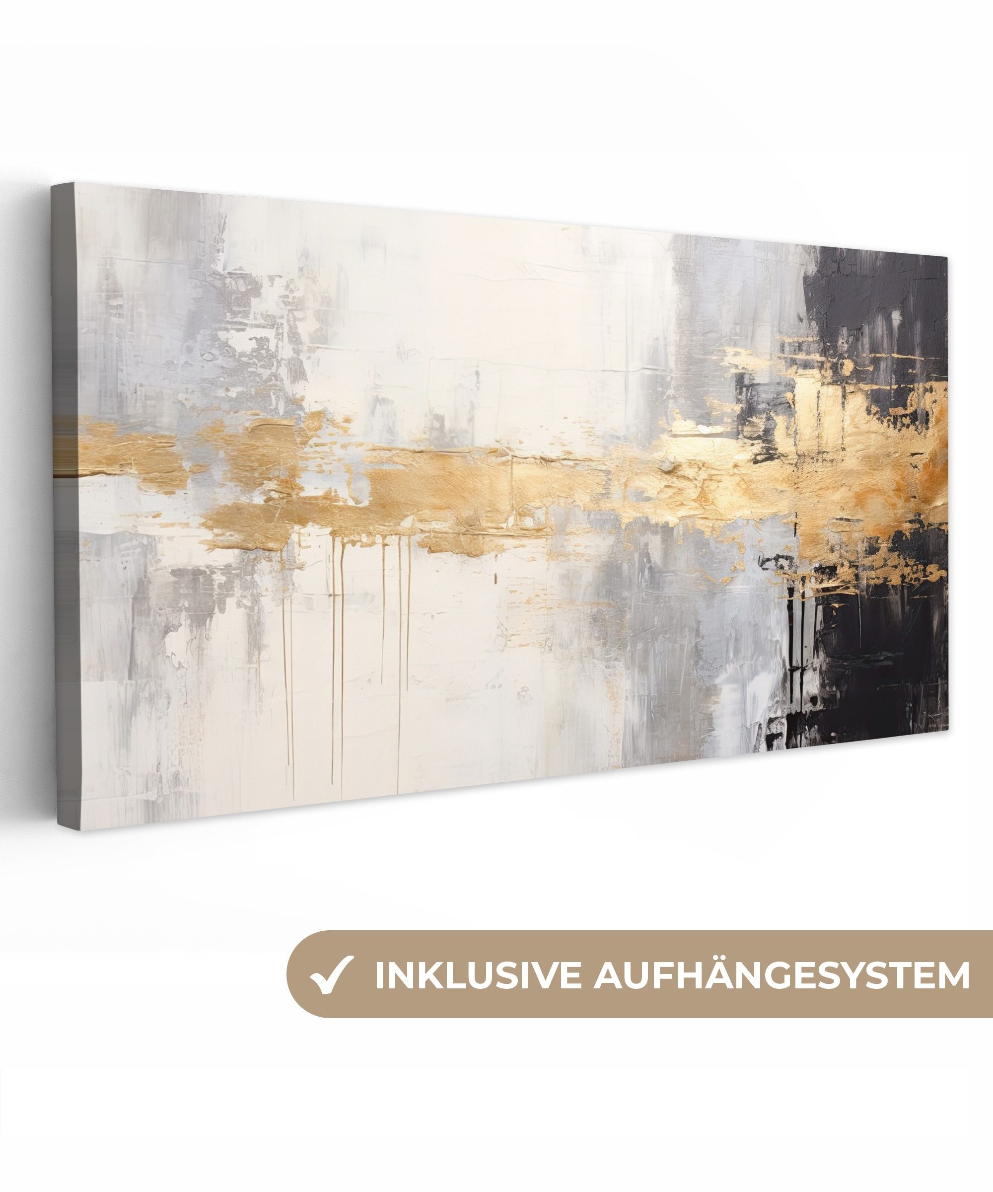 OneMillionCanvasses® Leinwandbild Panorama Gold - Luxus - Acryl - Kunst, Fo günstig online kaufen