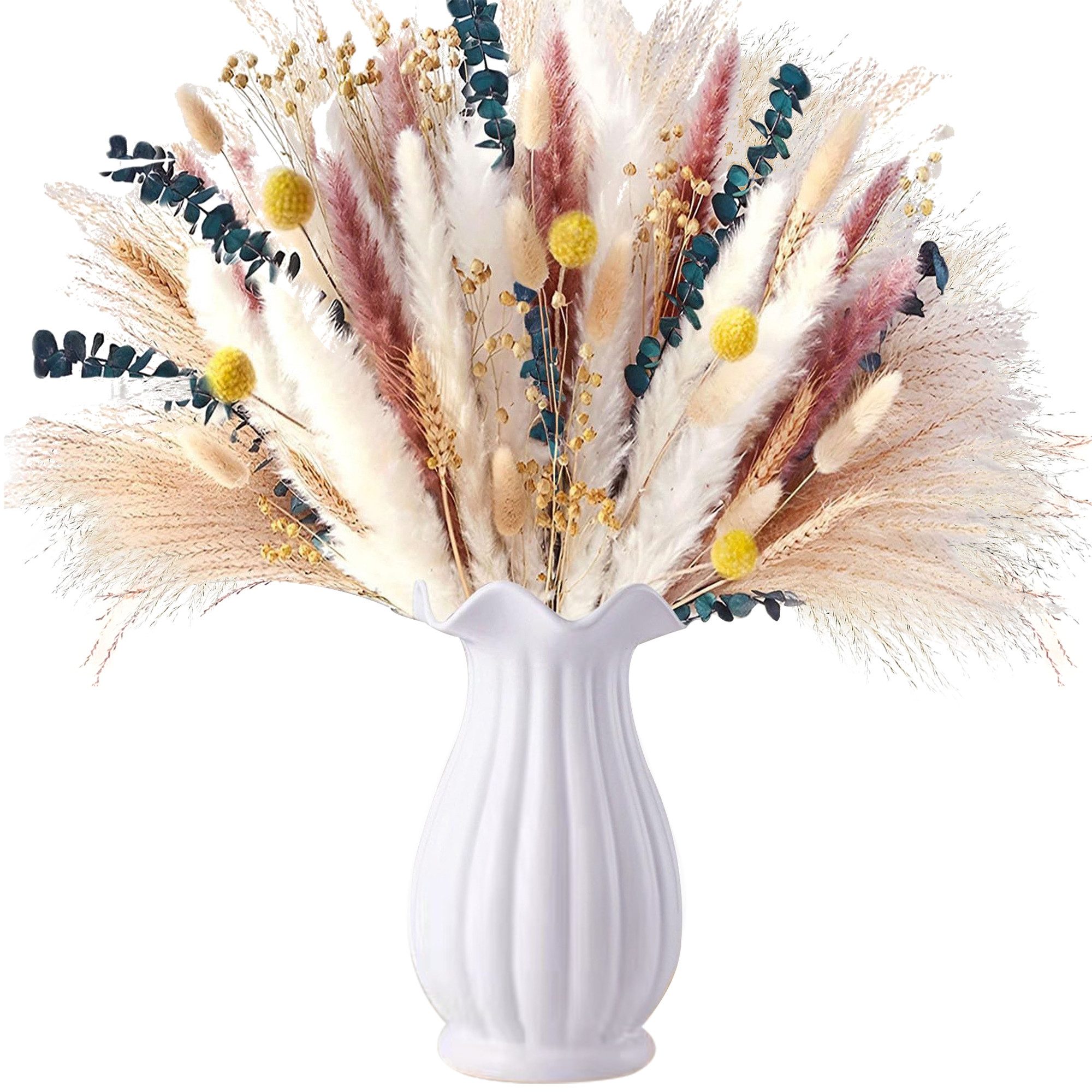 Trockenblume Pampasgras Getrocknet, Natürliche Сухоцветы deko 80 Stück Natürliches Сухоцветы deko, BRAIDOL, Höhe 45 cm, Pampasgras Getrocknet Boho-Stil für Blumen Arrangements Heim Decor