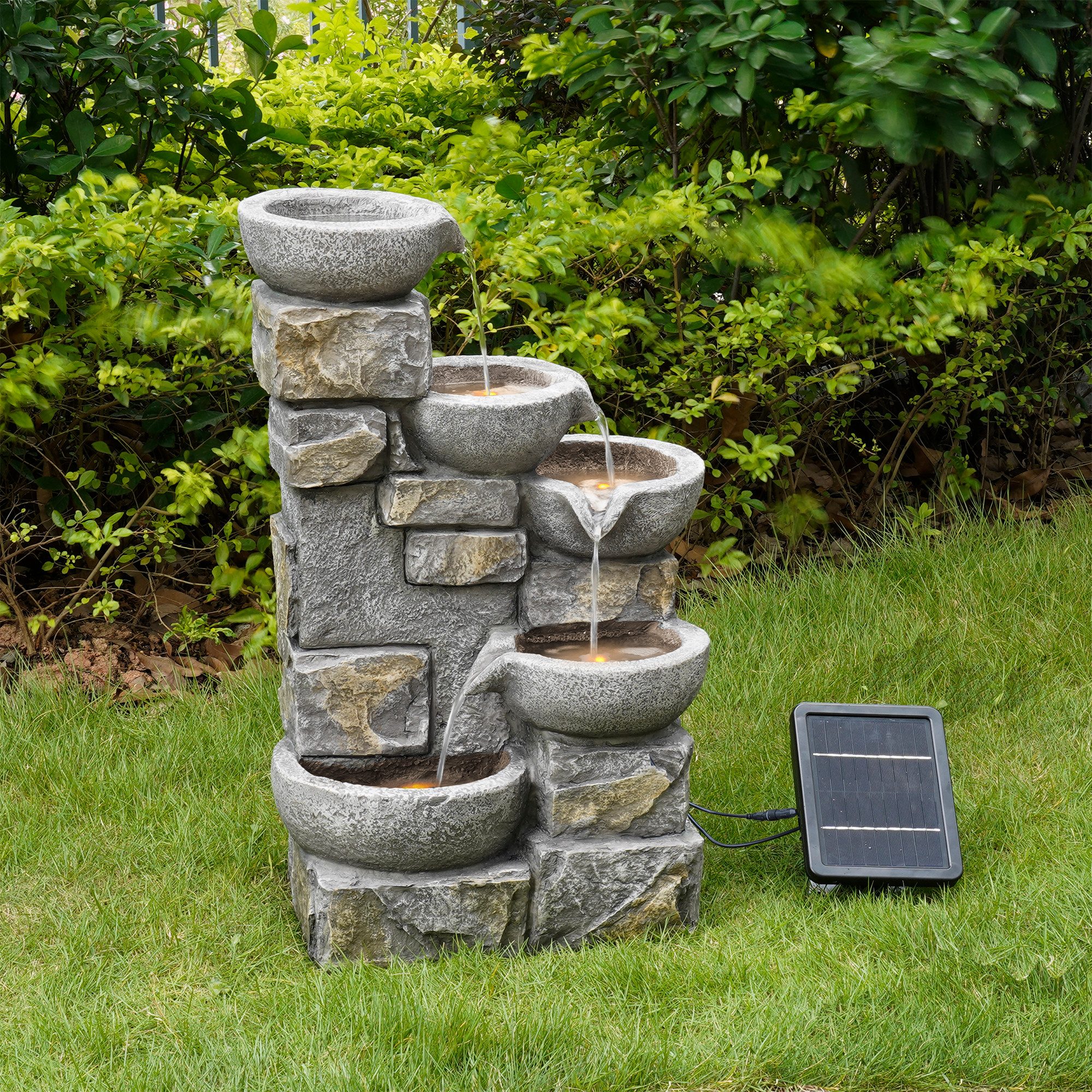 Teamson Home Gartenbrunnen Solarbrunnen mit LED günstig online kaufen