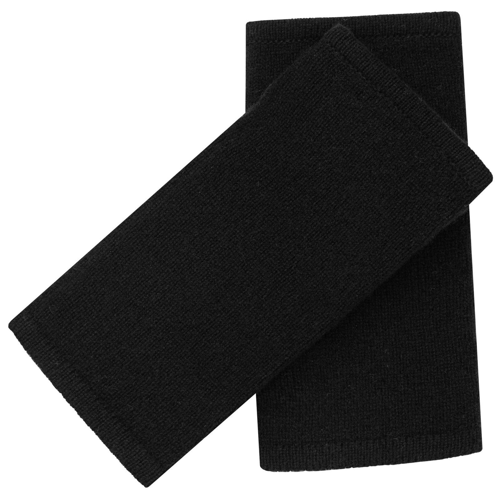 ALMHUBER Armstulpen Damen Armstulpen Handwärmer Pulswärmer Handschuhe Lammwolle Strick Black / Schwarz