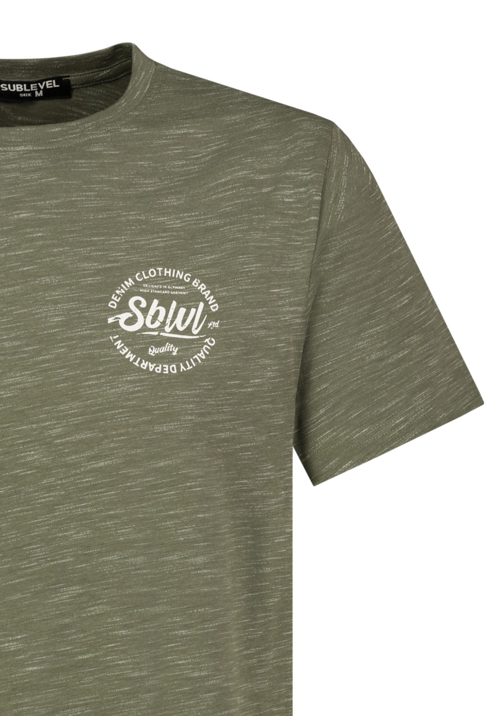 SUBLEVEL T-Shirt Urbanes Design mit Logo auf Brust und Melange HAKA Shirt
