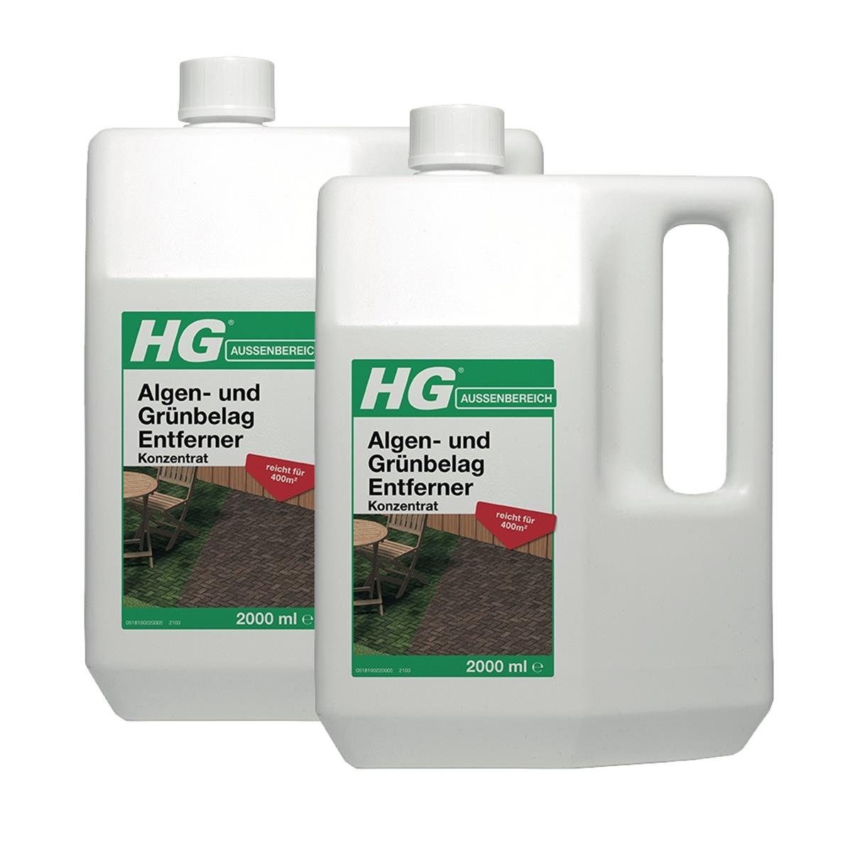 HG HG Algen- und Grünbelag Entferner Konzentrat 2L (2er Pack) Spezialwaschmittel