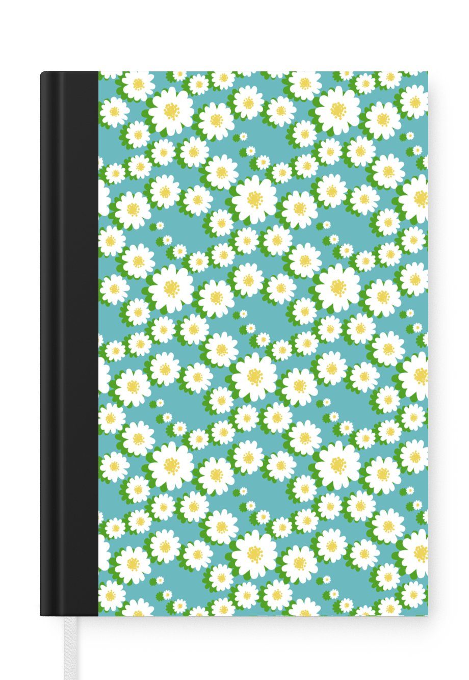 MuchoWow Notizbuch Blumen - Muster - Gänseblümchen, Journal, Merkzettel, Tagebuch, Notizheft, A5, 98 Seiten, Haushaltsbuch