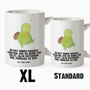 Mr. & Mrs. Panda Tasse Schildkröte Pfeifen - Weiß - Geschenk, fröhlich, Grosse Kaffeetasse, XL Tasse Keramik, Prächtiger Farbdruck