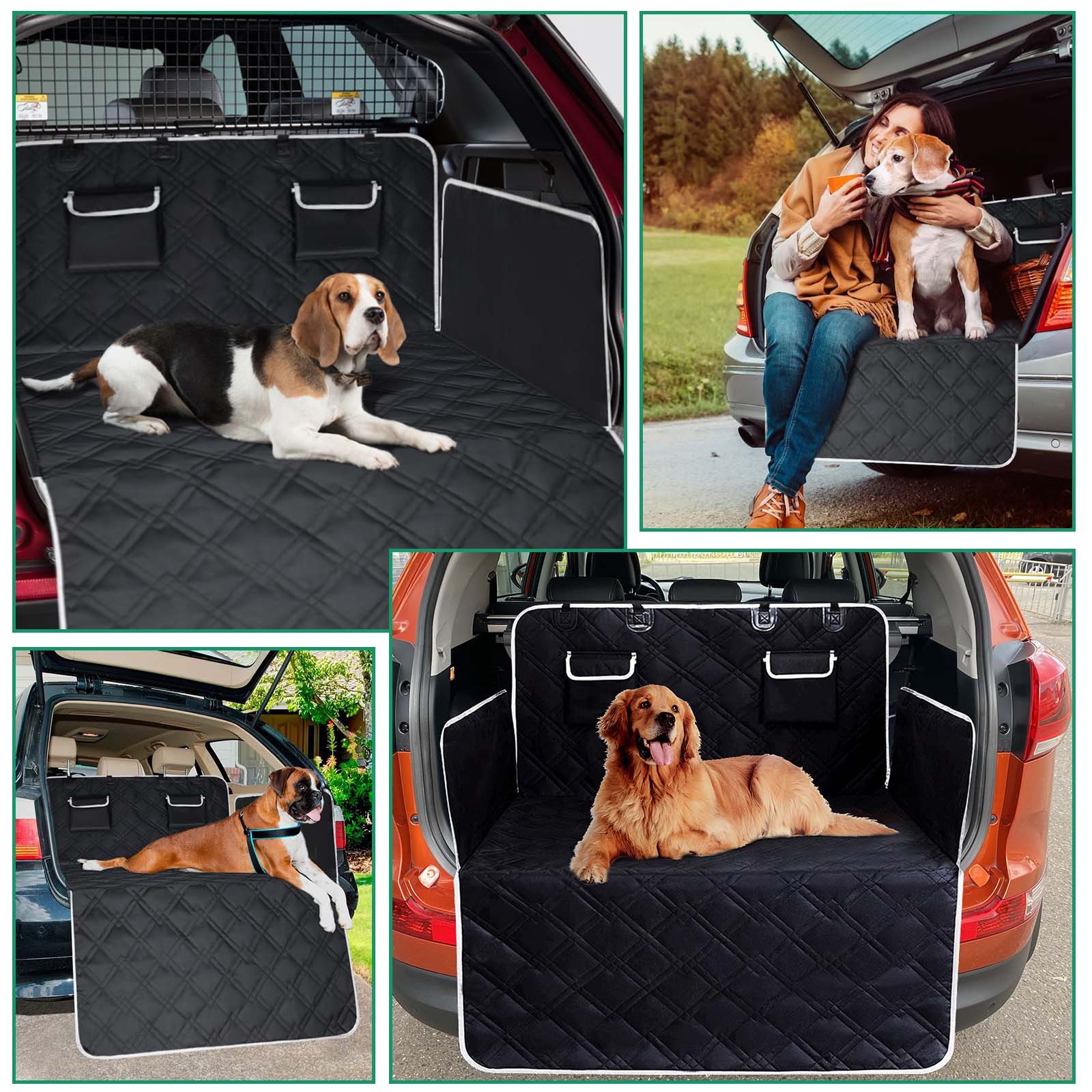 CALIYO Tier-Autoschondecke Kofferraumschutz Hund, Wasserdicht Hundedecke Auto Kratzfest, Kofferraumdecke 127*103 CM mit Seiten und Ladeschwellenschutz