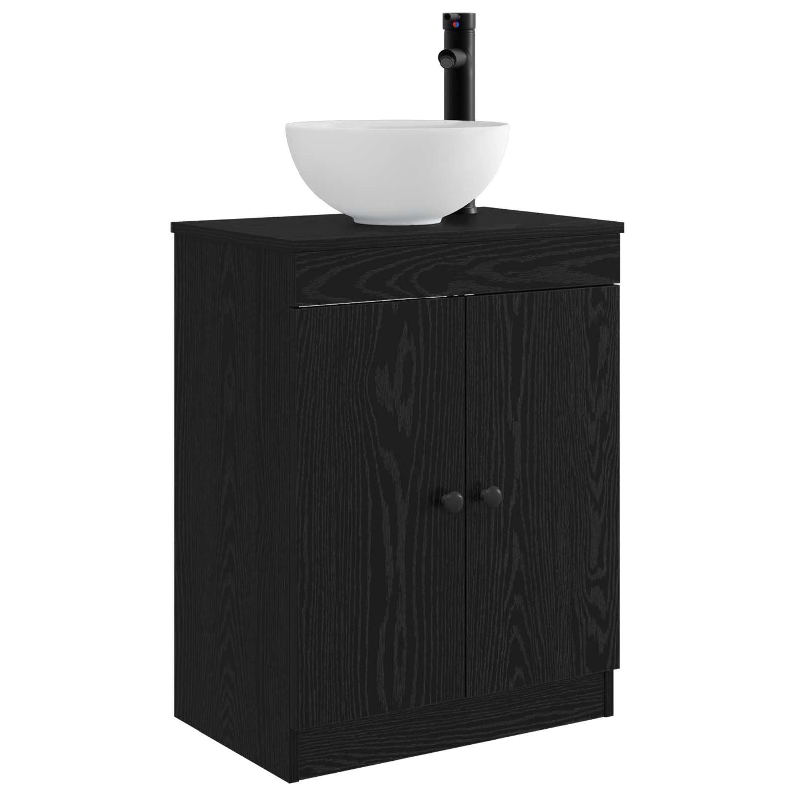 Badezimmerspiegelschrank Badezimmerschrank mit Waschbecken Schwarz 54 x 35 x 83 cm