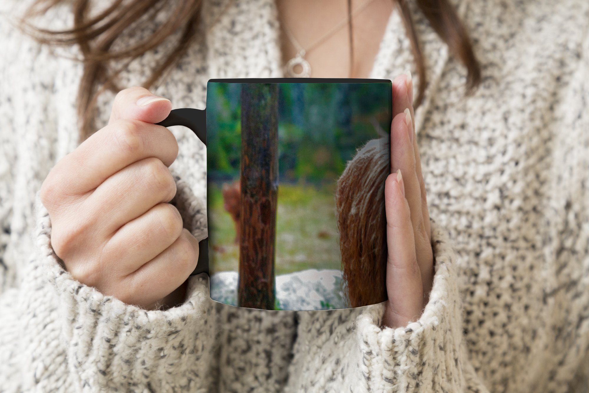 Schottischer - Keramik, Tasse Hochländer Geschenk Moos, Teetasse, Kaffeetassen, - Wald Farbwechsel, MuchoWow Zaubertasse,