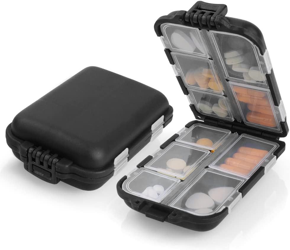 FELIXLEO Pillendose Tablettenbox 8 FächermitSchnalle,Feuchtigkeitsgeschützt&Reise-Etui (1 St)