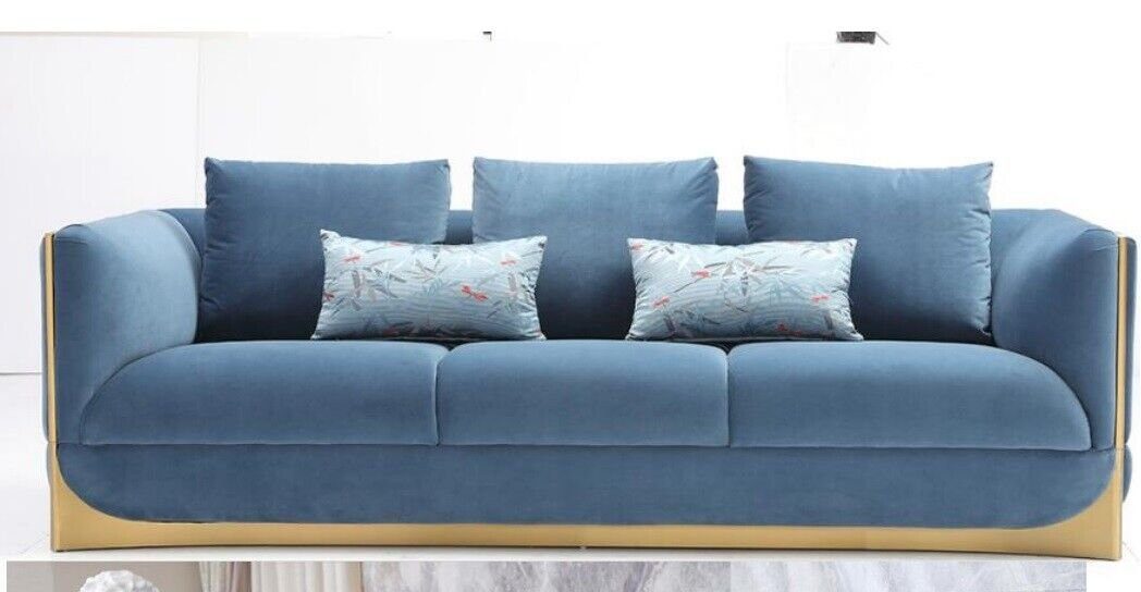 JVmoebel Sofa Luxus Dreisitzer blaue Couch Desiger Sofa 3-er Neu, Made in Europe