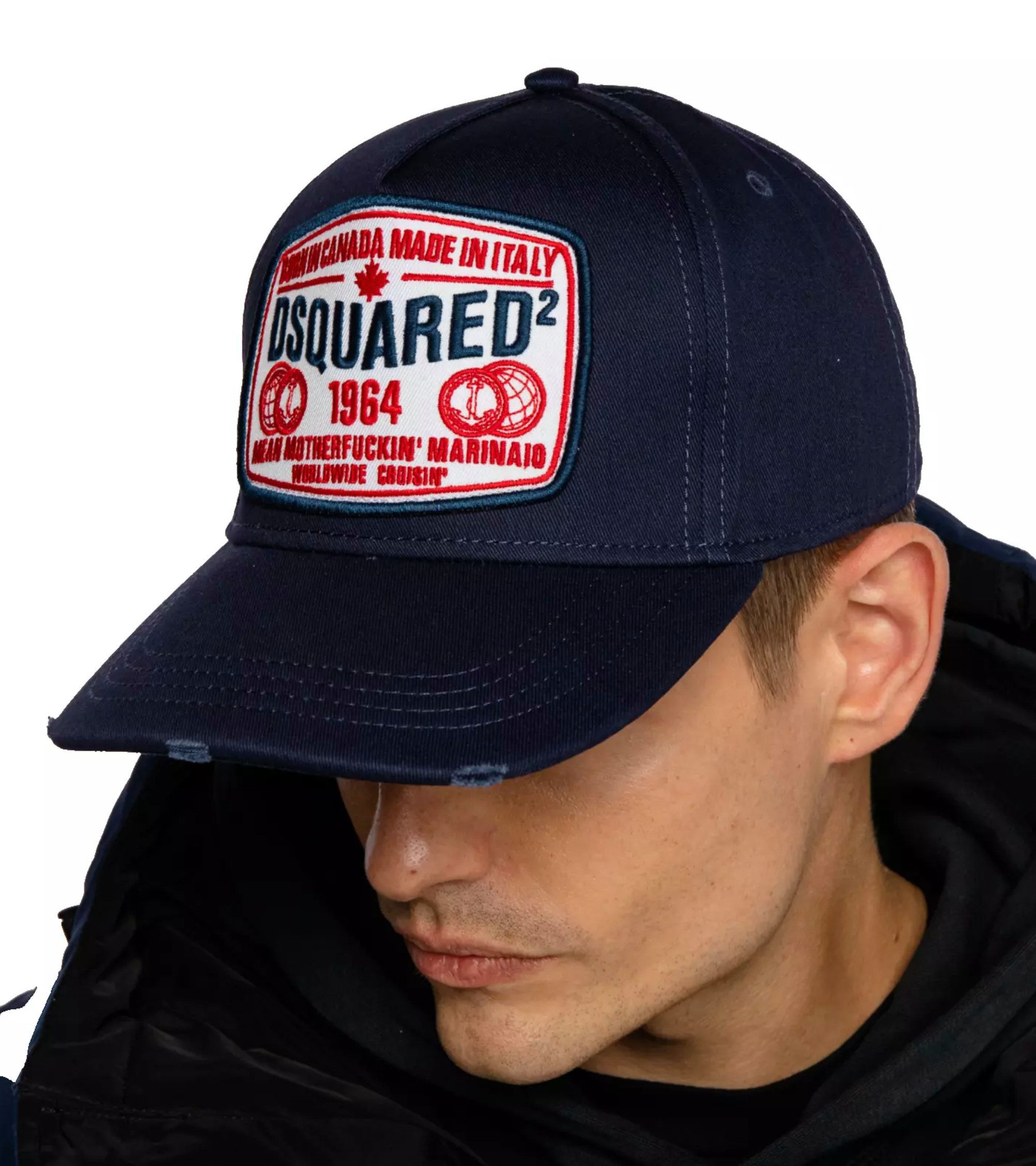 Dsquared2 Baseball Cap Basebalkappe Mother F Marinaid Patch Icon Baseballcap Cap Kappe Rebellischen Streetwear-Stil mit luxuriösen Details
