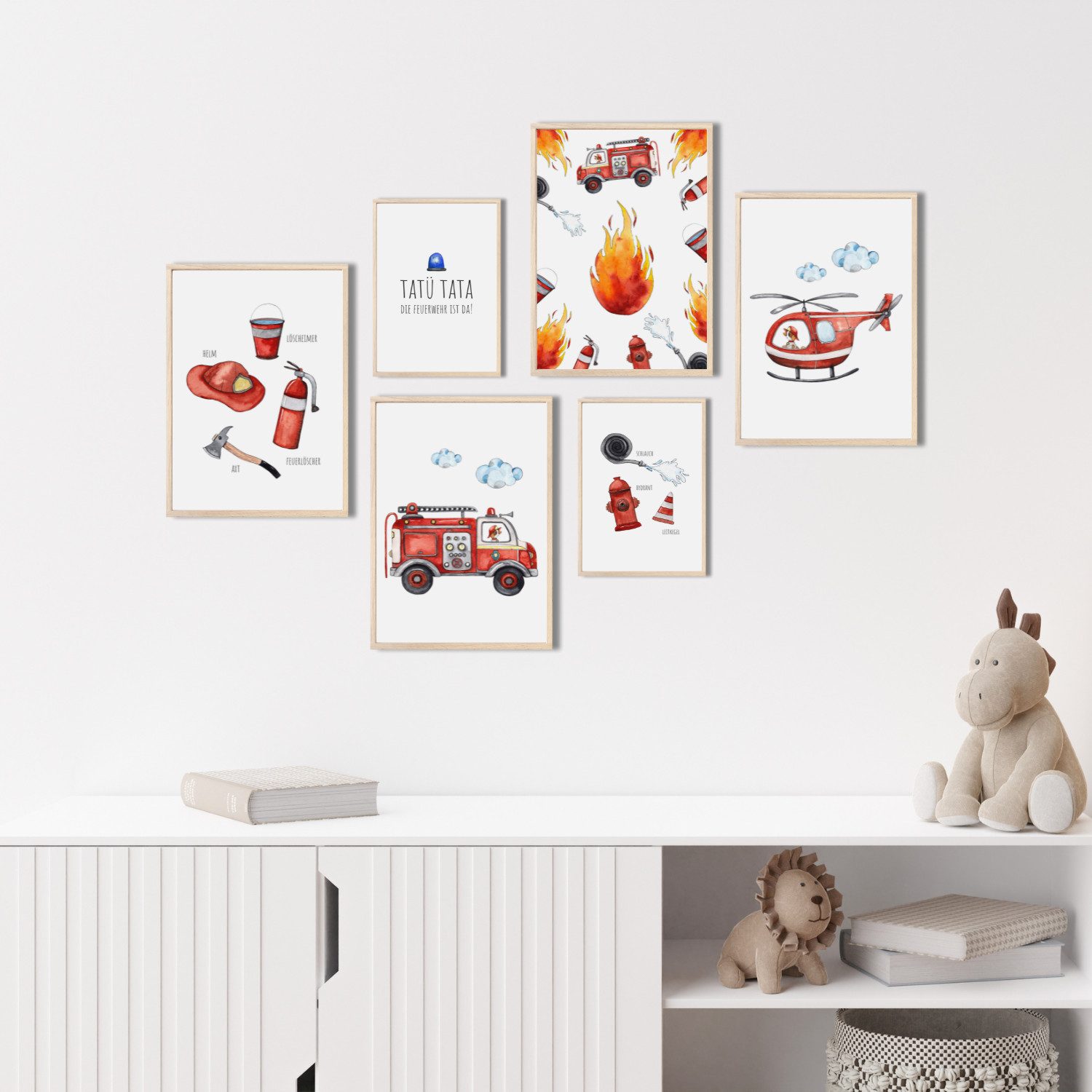 MeinBaby123® Poster Feuerwehr, Bilder Kinderzimmer Deko Jungs, Feuerwehraut günstig online kaufen