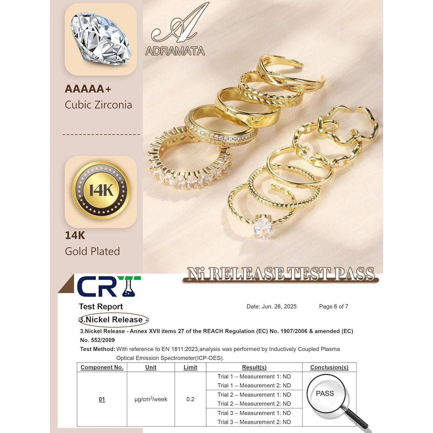 LuxusKollektion Schmuckset 10Pcs Verstellbare Ringe Set Damen Gold 14 Karat günstig online kaufen