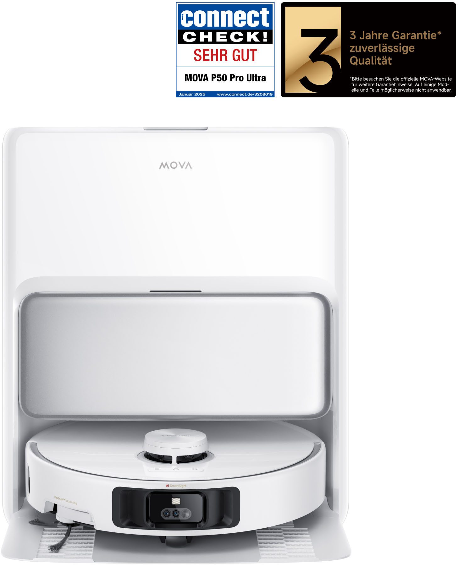 Mova Saugroboter mit Wischfunktion Mova P50 Pro Ultra, 700 W, Vollautomatische Basisstation zum Entleeren des Staubbehälters