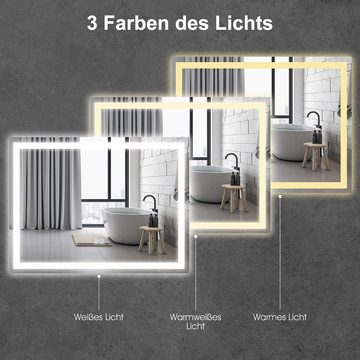 KOMFOTTEU Badspiegel Badezimmerspiegel, mit LED-Beleuchtung