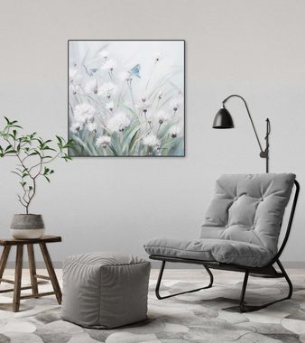 KUNSTLOFT Gemälde Blütenschimmer 60x60 cm, Leinwandbild 100% HANDGEMALT Wandbild Wohnzimmer