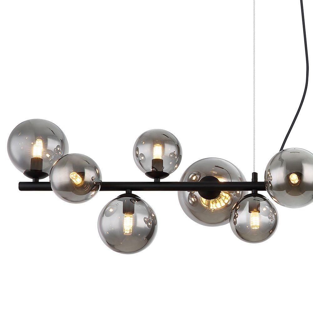 GLOBO LIGHTING LED Pendelleuchte, Leuchtmittel inklusive, Warmweiß, LED Pendelleuchte Esszimmerlampe Metall Glas rauch 13 Flammig L 120 cm