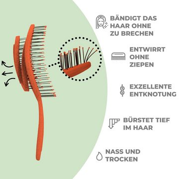 Ninabella Haarbürste Bio Haarbürste ohne Ziepen für Damen, Herren & Kinder - Entwirrbürste, 1-tlg., für Locken & Lange Haare - Detangler-Bürste mit Spiralfeder