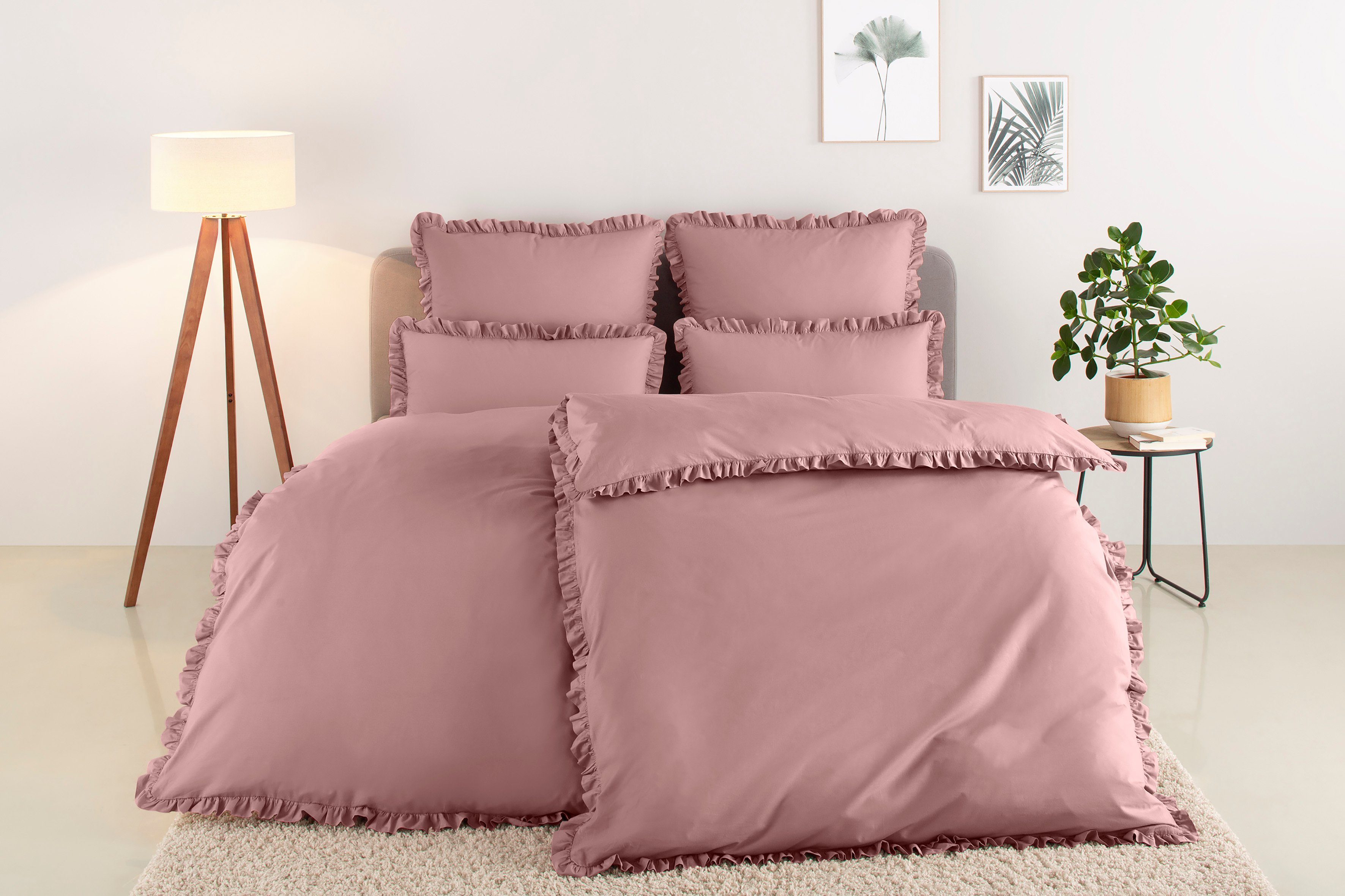 Bettwäsche Violetta in Gr. 135x200 teilig, mit Bettwäsche romantische Volants Baumwolle, aus Bettwäsche rosé 155x220 Home 2 cm, affaire, oder Renforcé