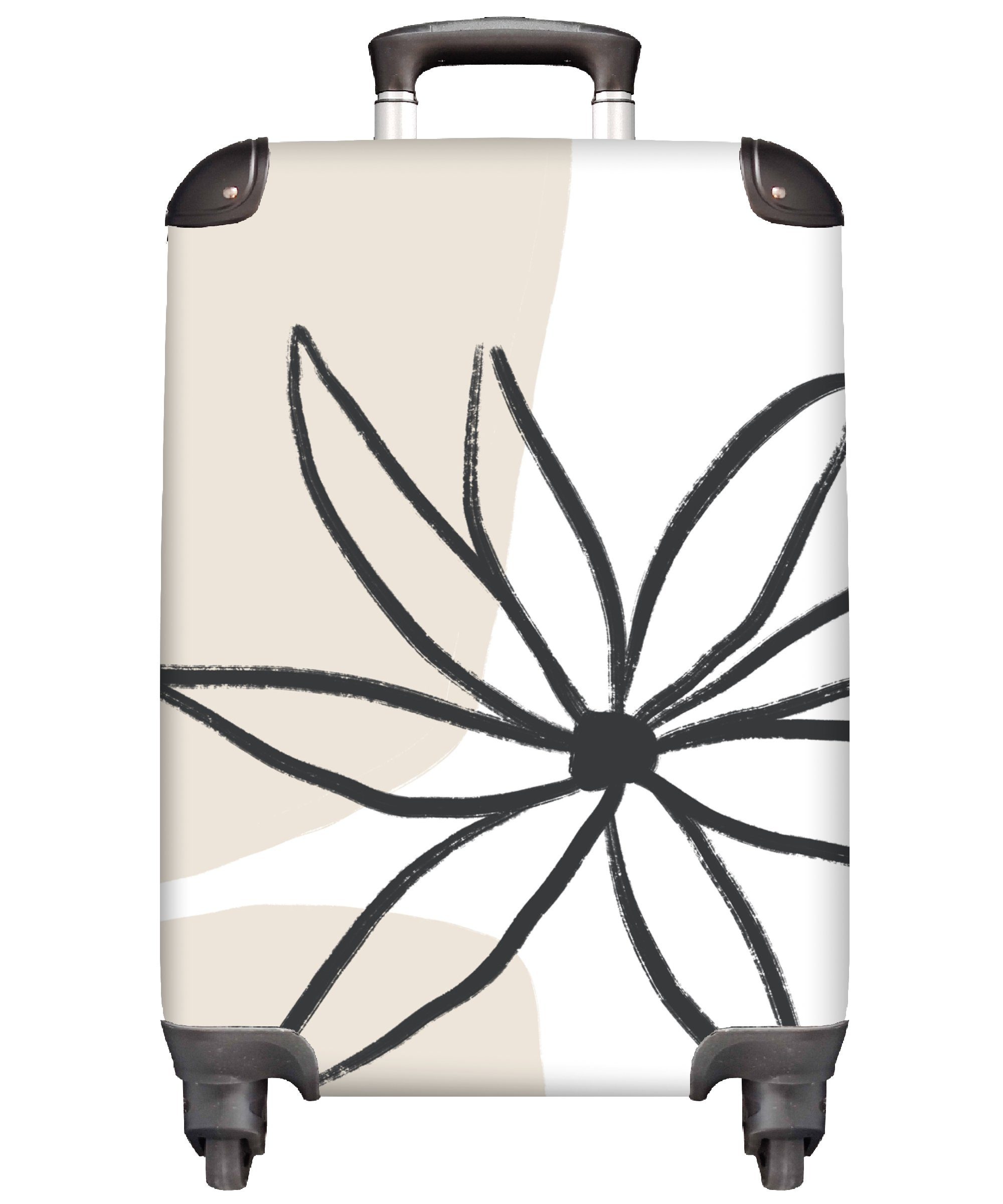 MuchoWow Handgepäckkoffer Blumen - Minimalismus - Pastell, 4 Rollen, Reisetasche mit rollen, Handgepäck für Ferien, Trolley, Reisekoffer