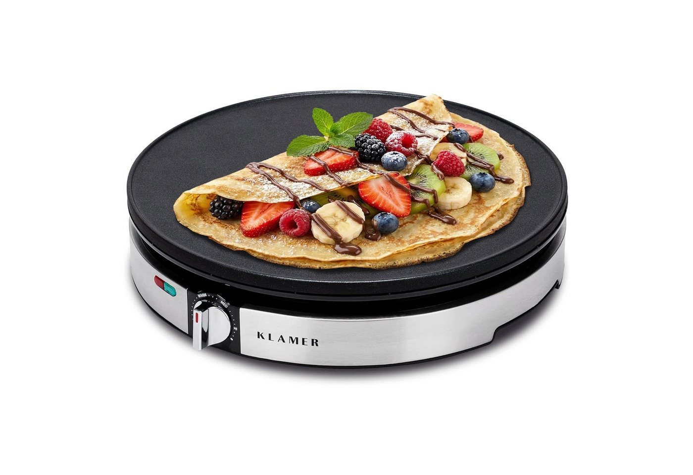 KLAMER Crêpesmaker Backfläche mit 30cm Ø, antihaftbeschichtete Platte, inkl. Teigverteil…, 1400 W, Ø 30 cm, Antihaftbeschichtung, 30cm Platte, Stufenlose Temperatureinstellung