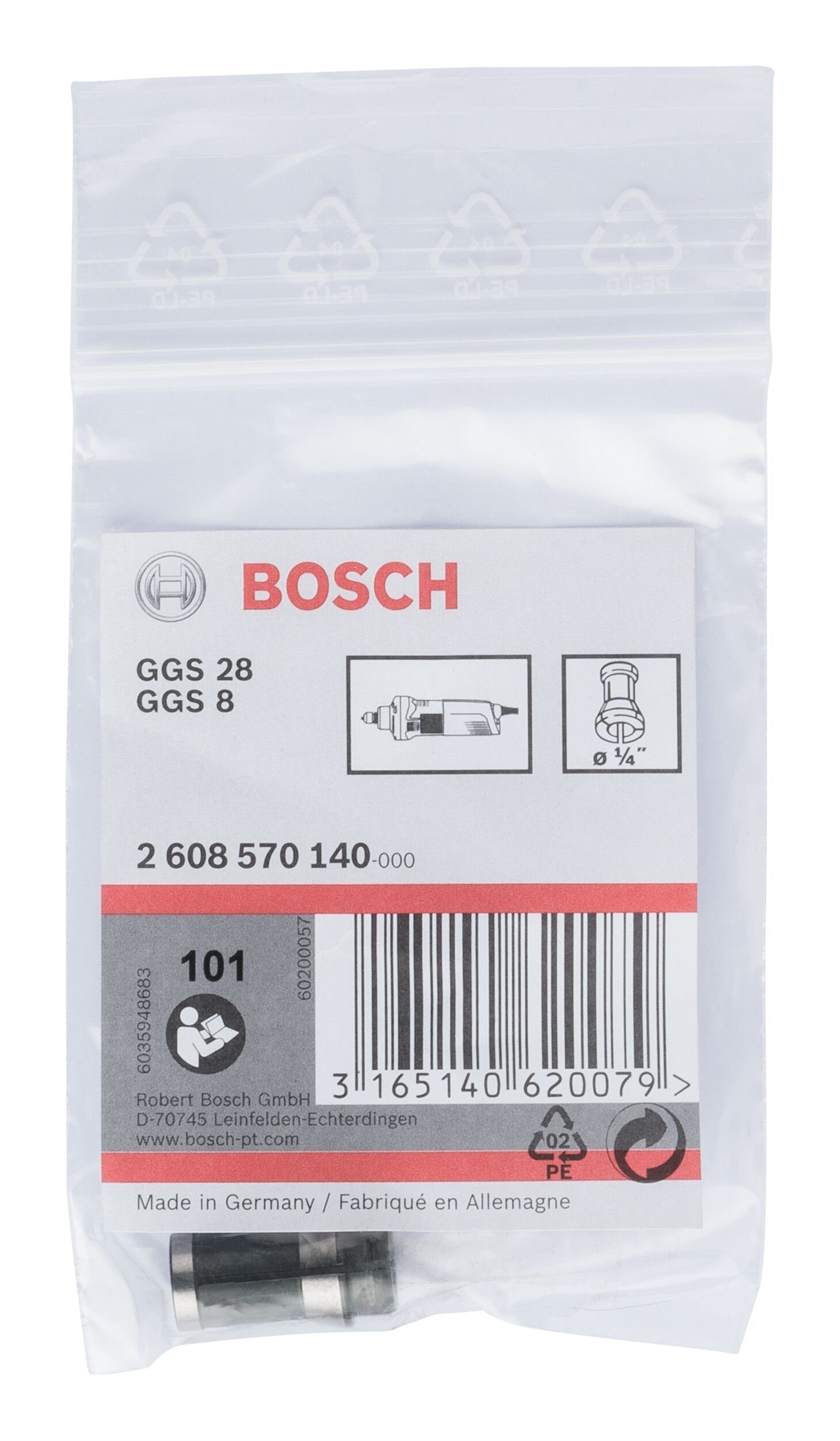 Ohne 1/4" für Bosch-Geradschleifer Spannzange, - BOSCH Spannmutter