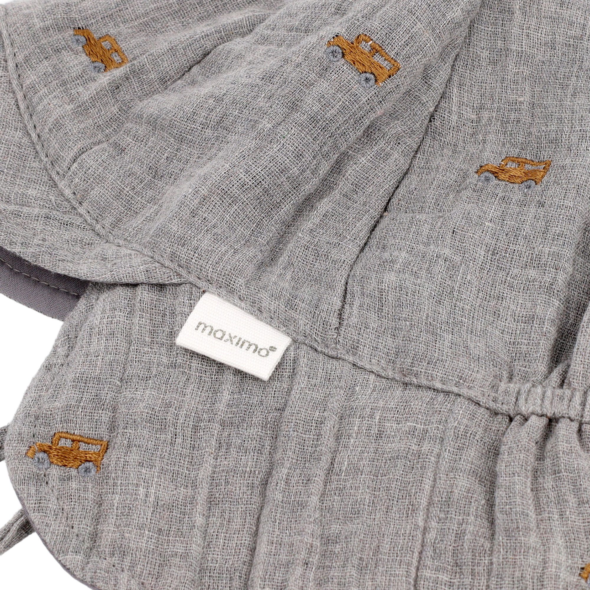 MAXIMO Schirmmütze (1-St) graumeliert, Auto-Stickerei, Musselin, zum Binden