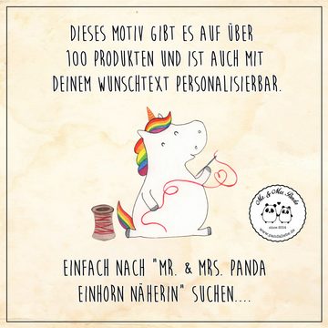 Mr. & Mrs. Panda Aufbewahrungsdose Einhorn Näherin - Rot Pastell - Geschenk, Vorratsdose, Einhörner, Met (1 St), Hochwertige Qualität
