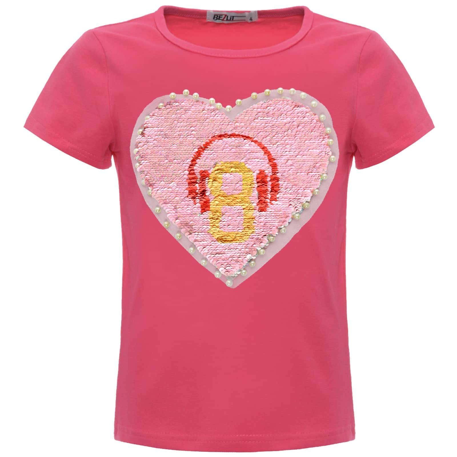 Mädchen Pailletten mit Pink BEZLIT (1-tlg) Wendepailletten Wende Paillettenshirt T-Shirt