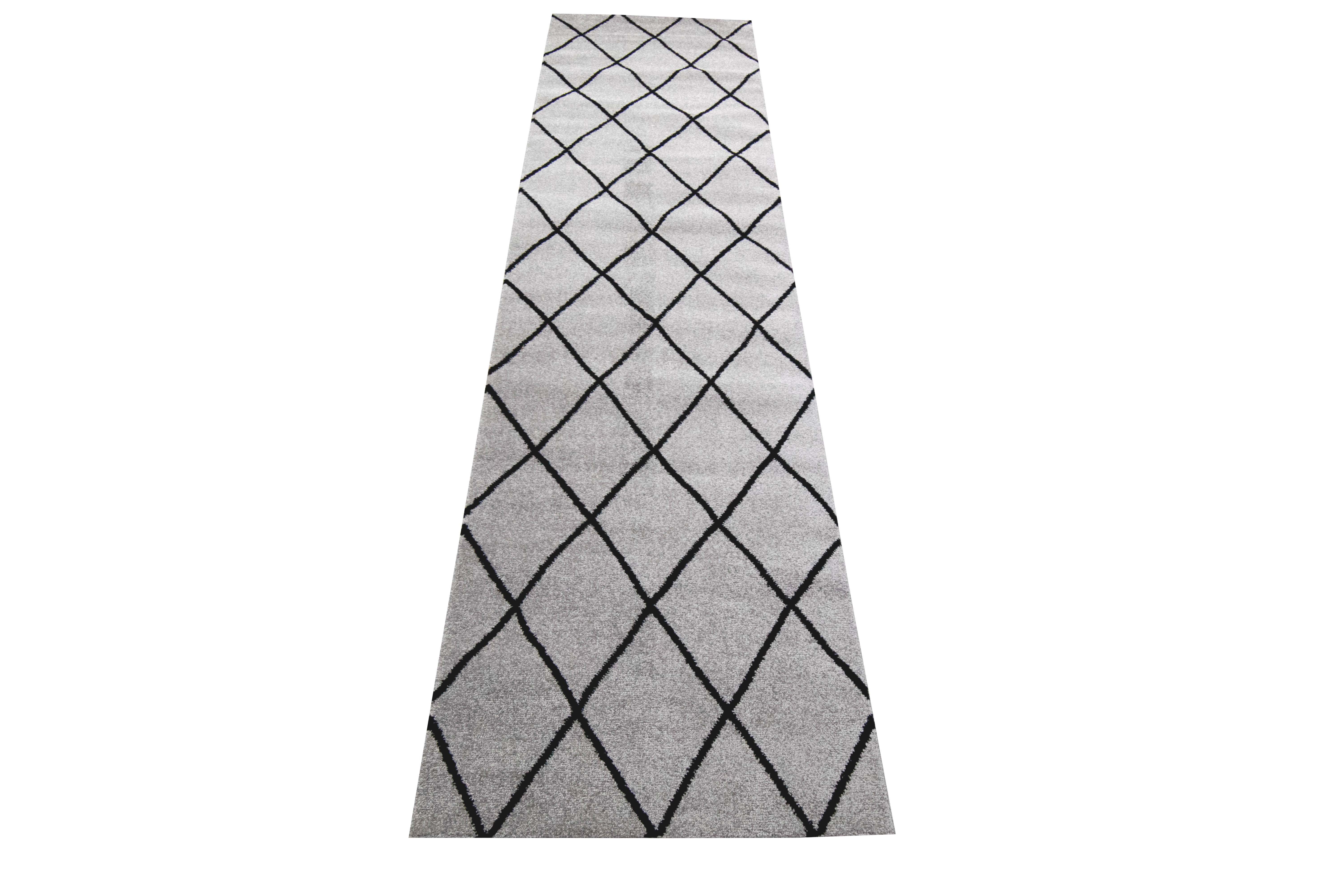Carpetia Teppich Wohnzimmerteppich Rautenmuster grau schwarz pflegeleicht, rechteckig, Höhe: 8 mm