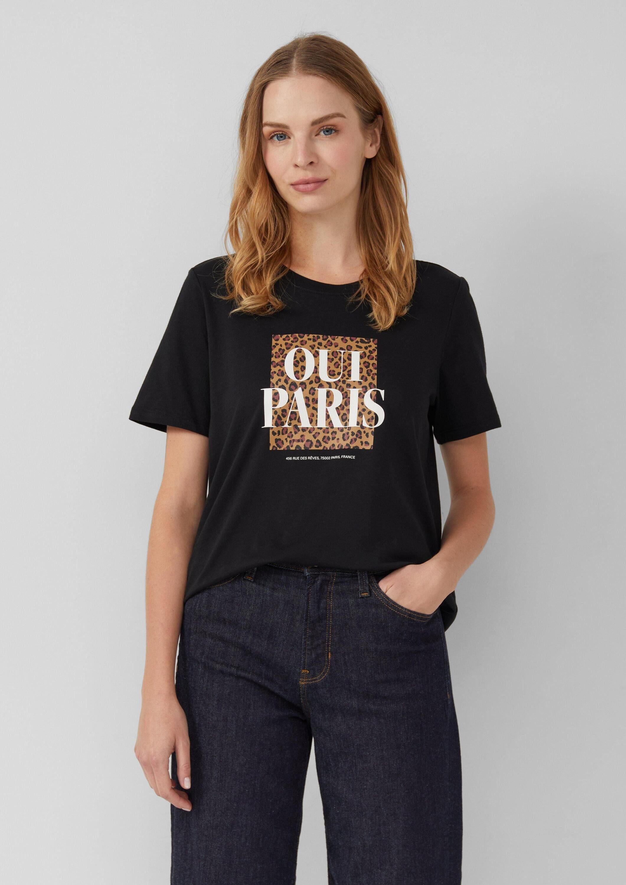 s.Oliver Kurzarmshirt T-Shirt T-Shirt mit Frontprint (1-tlg)