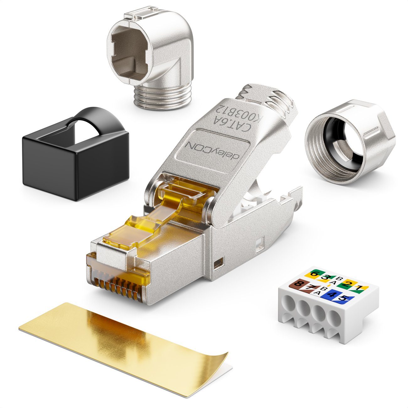 deleyCON deleyCON 1x CAT6a Netzwerkstecker 90° Winkel RJ45 10Gbit/s Stecker Netzwerk-Adapter – Bild 2 von 5