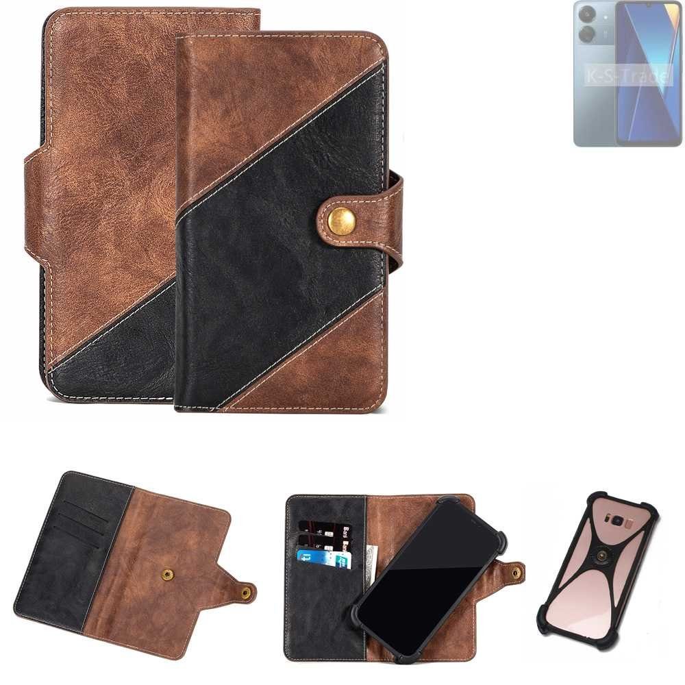 K-S-Trade Handyhülle für Xiaomi POCO C65, Handyhülle Schutzhülle Bookstyle Case Klapphülle Cover Hülle