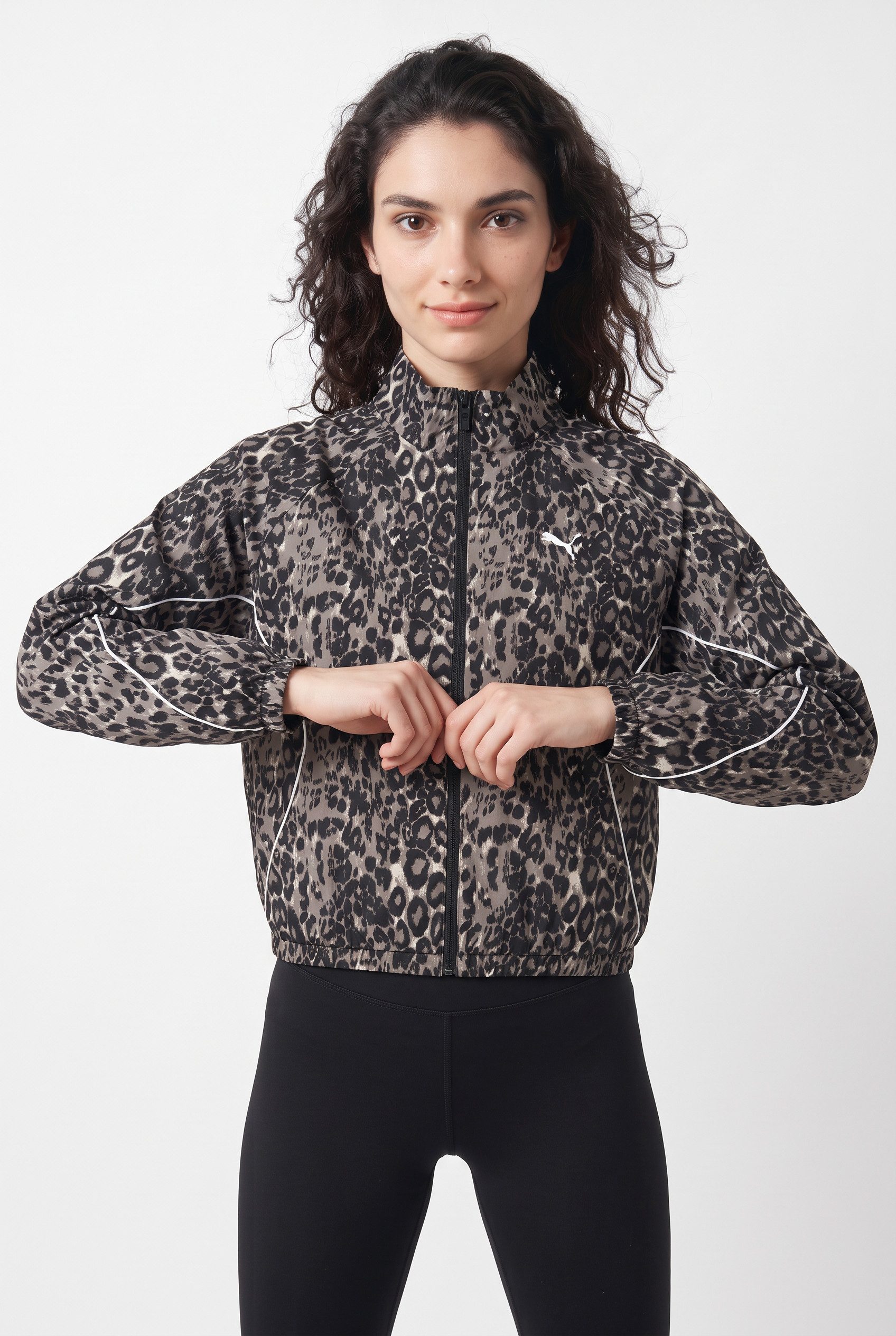 PUMA Trainingsjacke SPORT ANIMAL RELAXED AOP FULL-ZIP WOVEN JACKET mit Reißverschluss, normale Länge