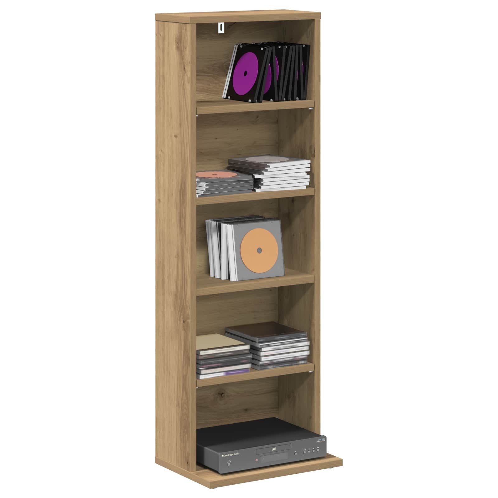 vidaXL Schranksystem CD Regal Artisan-Eiche 33 x 23,5 x 97,5 cm Holzwerkstoff (1-St)