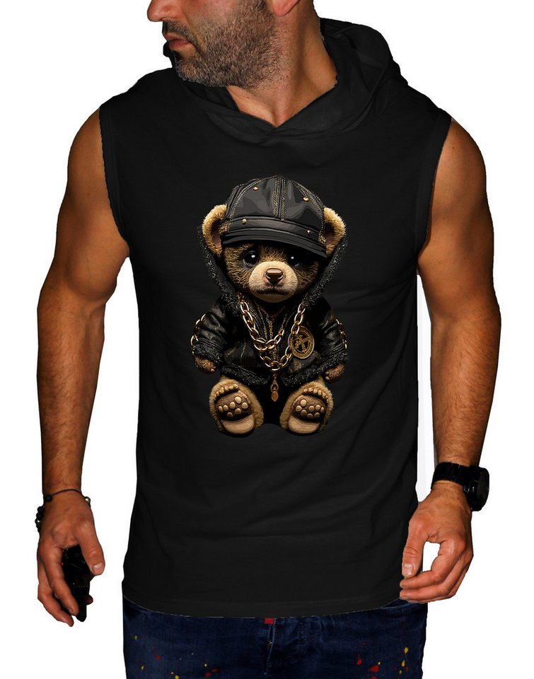 RMK Tanktop Herren Tanktop Muskelshirt Gym Ärmellos Shirt mit Teddybär Druck aus Baumwolle