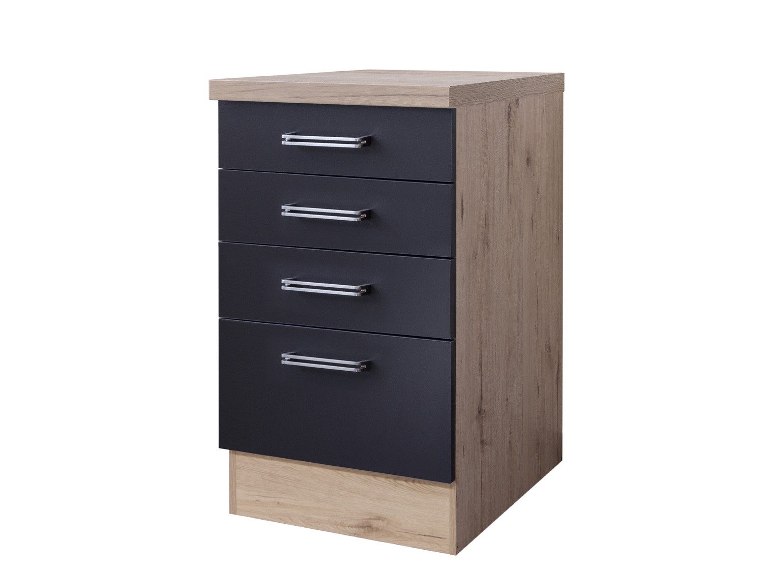 Flex-Well Schubkasten-Unterbau Schubkastenschrank - 50 cm breit - Anthrazit San Remo Eiche – Lino