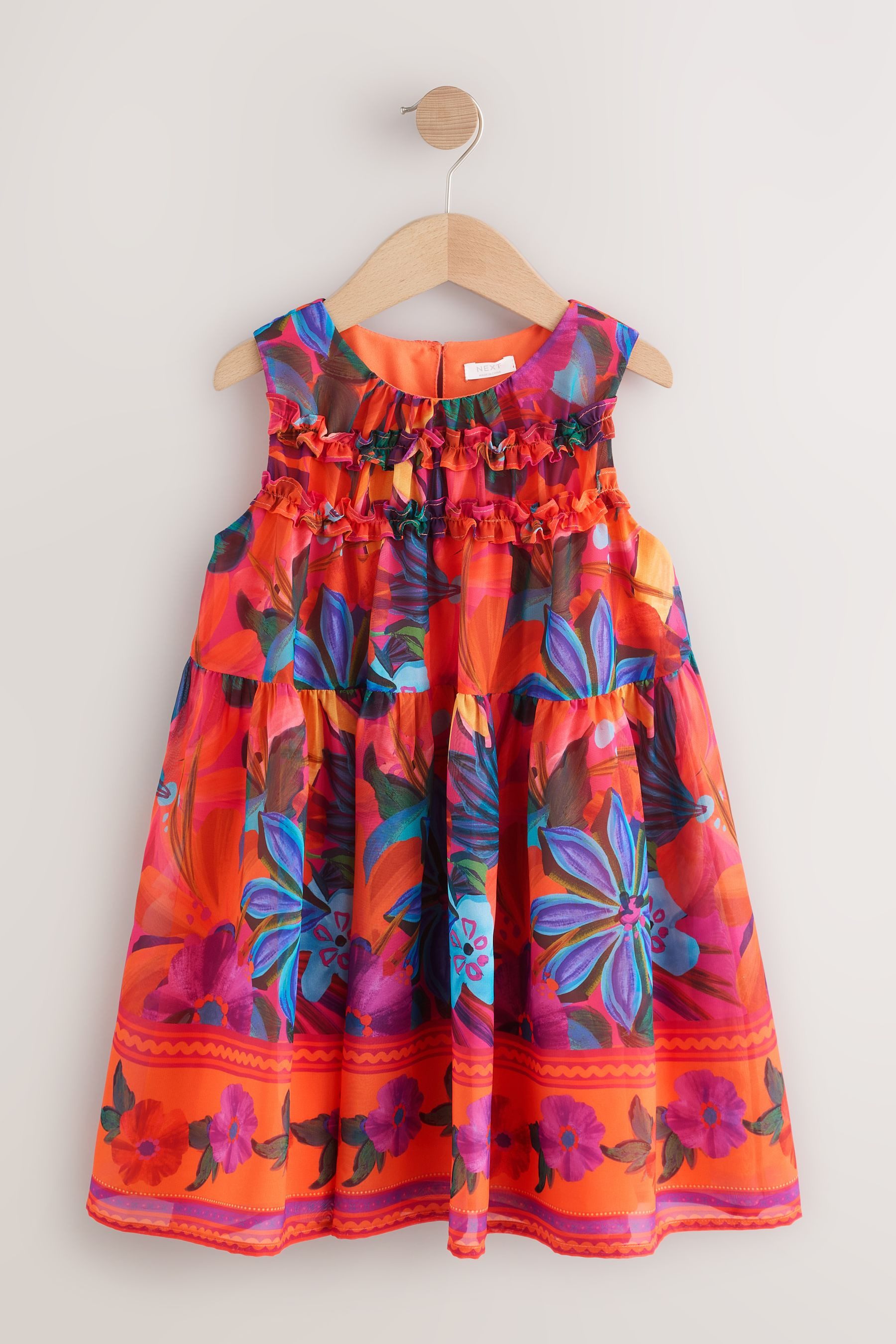 Partykleid Festliches Kleid mit floralem Muster und Rüschen