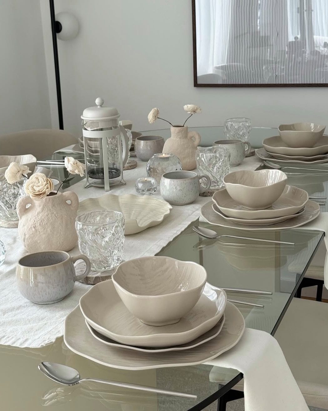 EKA Geschirr-Set Cermico Beige Geschirr Set (27-tlg), Porzellan