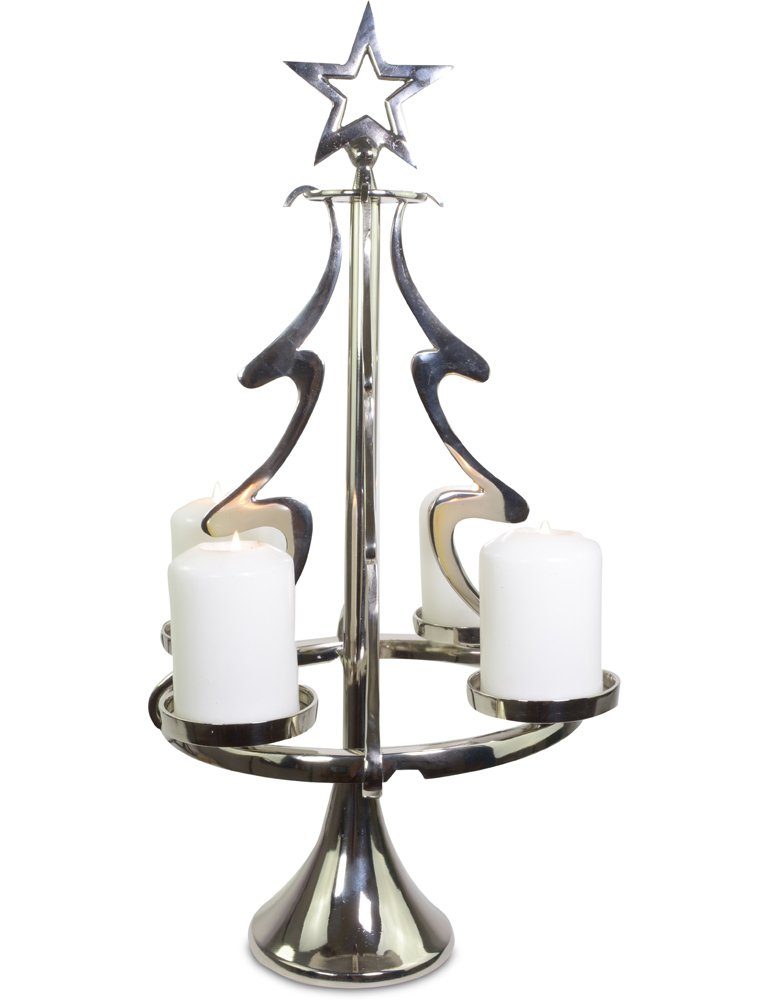 RIFFELMACHER & WEINBERGER Kerzenhalter Exklusiver Metall Kerzenständer Weihnachtsbaum, Silber oder Gold
